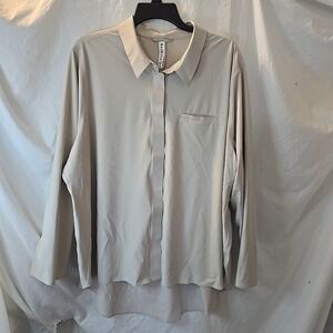 Athleta Urbanite Button-Up Long Sleeve Shirt Lightweight Flowy Vented Women 2XL